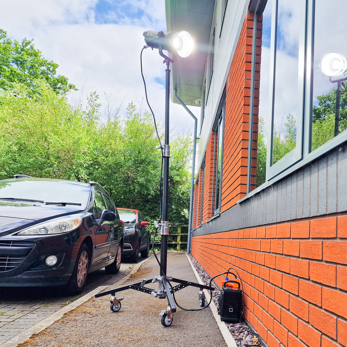 Proaim 6.16ft Double Riser Rolling Monitor Stand with 5/8” Mount | Payload: 33kg/72lb