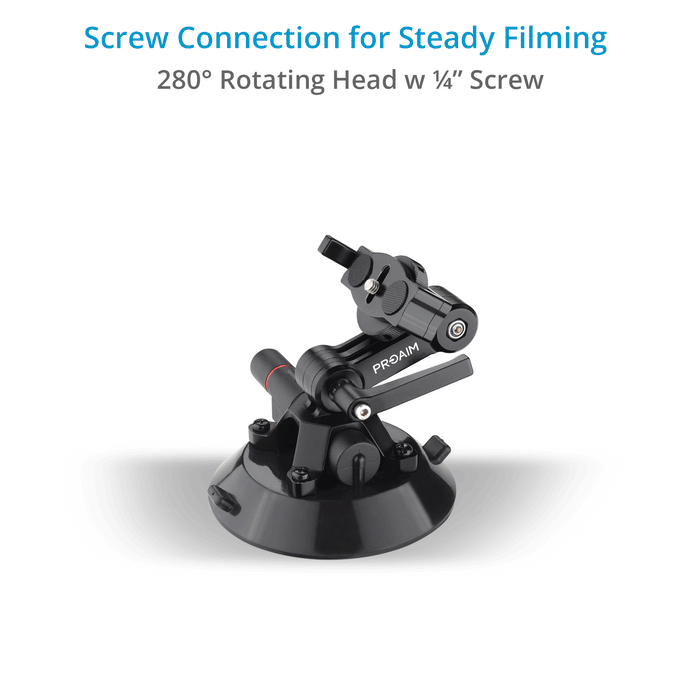 Proaim 4” Suction Cup with Tilting Bracket for Camera & Accessories | Payload 10kg/22lb