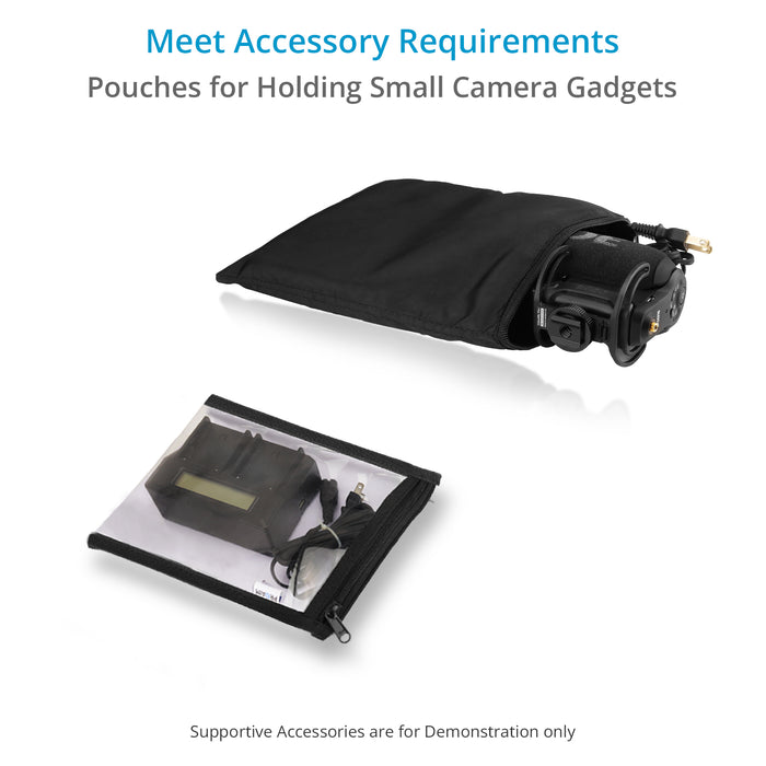Proaim Cube 4 Pouches Set – 3x Clear Pouch (6.5 x 6.5") & Padded Pouch (8.5 x 9") for Camera Accessories
